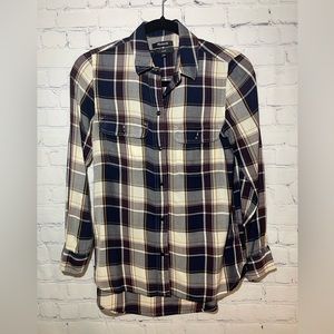 Madewell size XS navy/maroon/ivory plaid